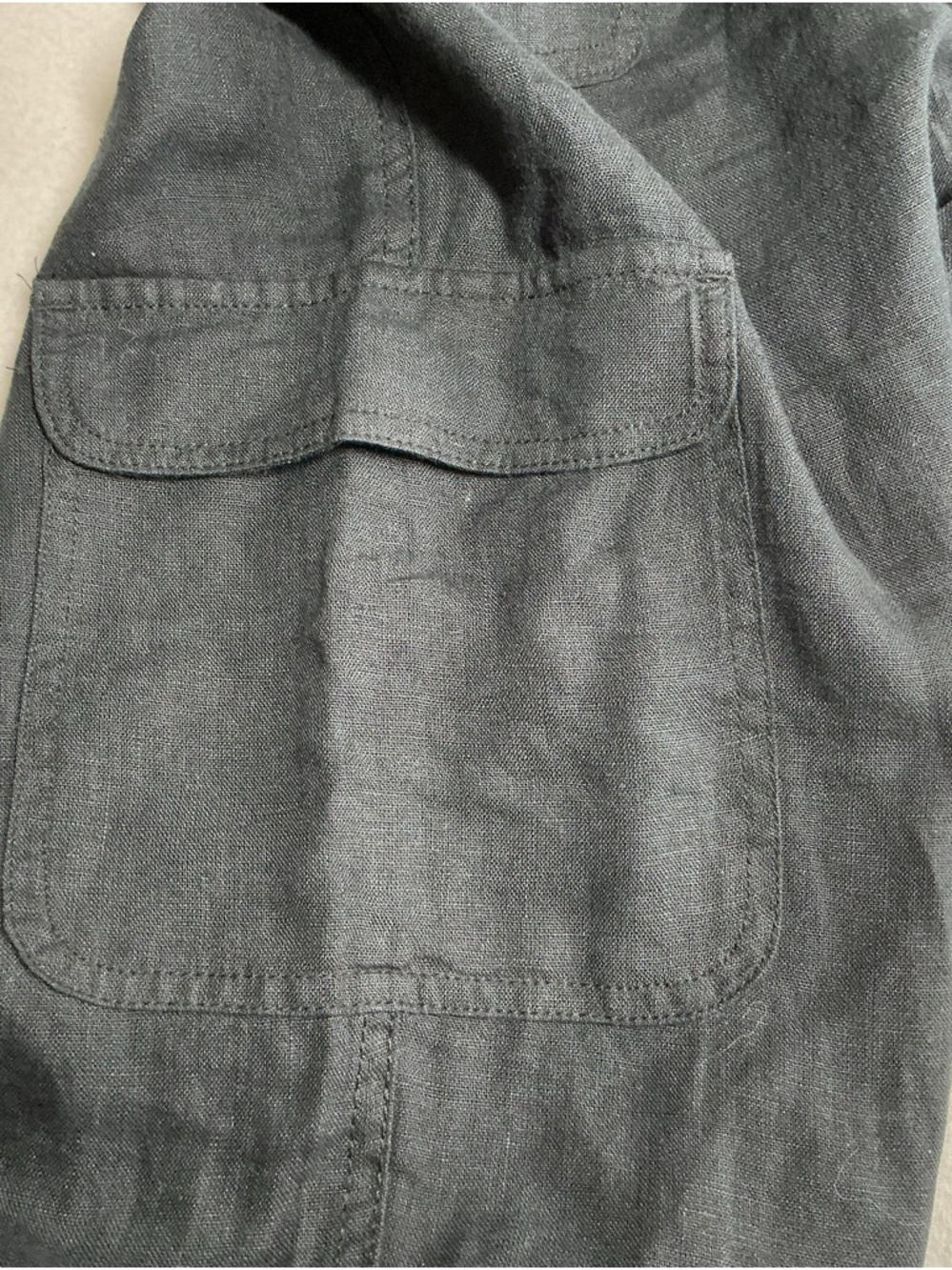 Nicole Miller linen Black ankle balloon Cargo beach Pants - Picture 10 of 12